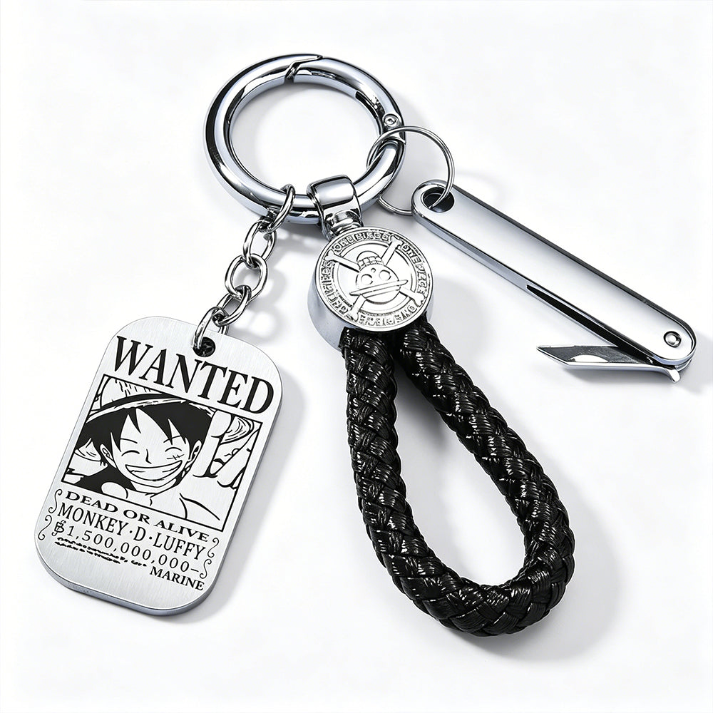 One Piece Wanted Poster Metal Dog Tag Keychain