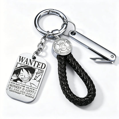 One Piece Wanted Poster Metal Dog Tag Keychain