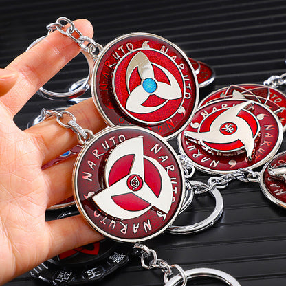 Naruto Sasuke Itachi Kakashi Rotating Sharingan Keychain Metal Anime Pendant Key Ring Cosplay Accessory Collectible Key Charm Gift For Anime Fans