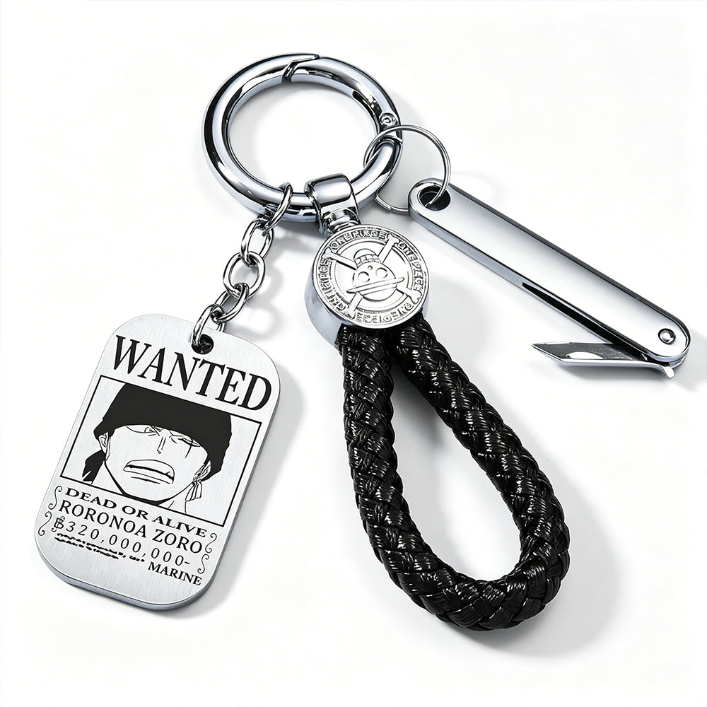 One Piece Wanted Poster Metal Dog Tag Keychain