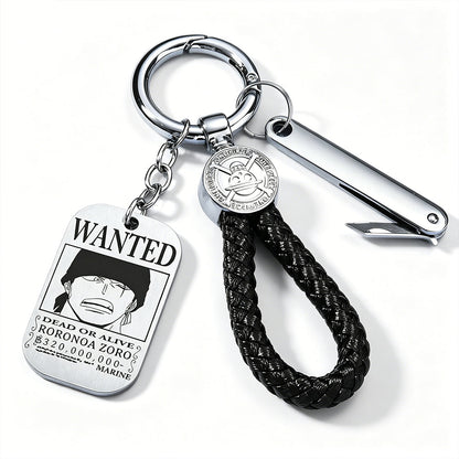 One Piece Wanted Poster Metal Dog Tag Keychain