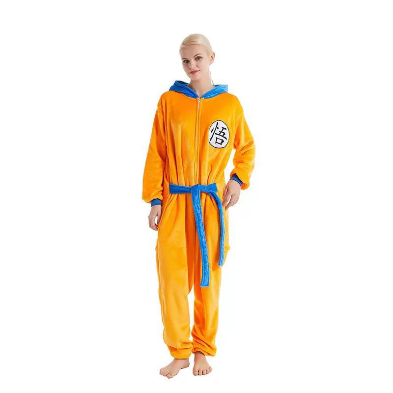 Dragon Ball Goku Bath Robe, Anime Goku "Wu" Symbol Fleece Bathrobe, Soft Fluffy Coral Fleece Nightgown, Cosplay Loungewear Robe for Dragon Ball Fans