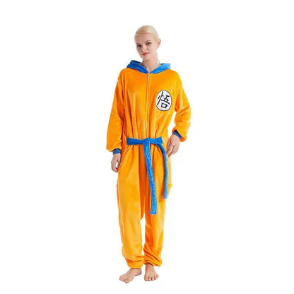 Dragon Ball Goku Bath Robe, Anime Goku "Wu" Symbol Fleece Bathrobe, Soft Fluffy Coral Fleece Nightgown, Cosplay Loungewear Robe for Dragon Ball Fans