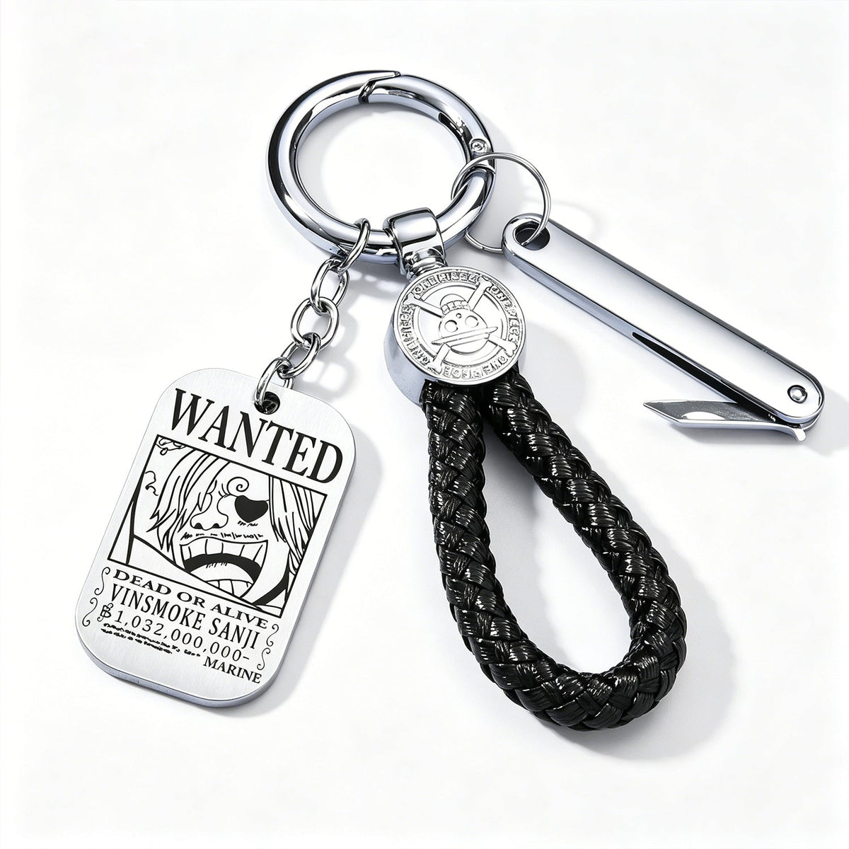 One Piece Wanted Poster Metal Dog Tag Keychain