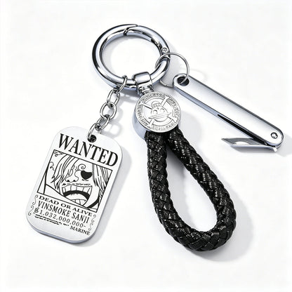 One Piece Wanted Poster Metal Dog Tag Keychain