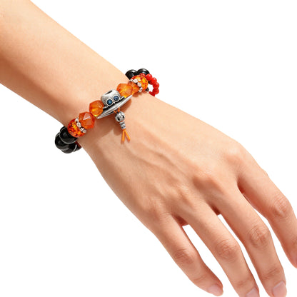 One Piece Anime Beaded Bracelet, Portgas D Ace Themed Natural Stone Woven Bracelet, Adjustable Luffy Anime Cosplay Bracelet, Handmade Bead Wristband Jewelry, Anime Merch Gift for One Piece Fans