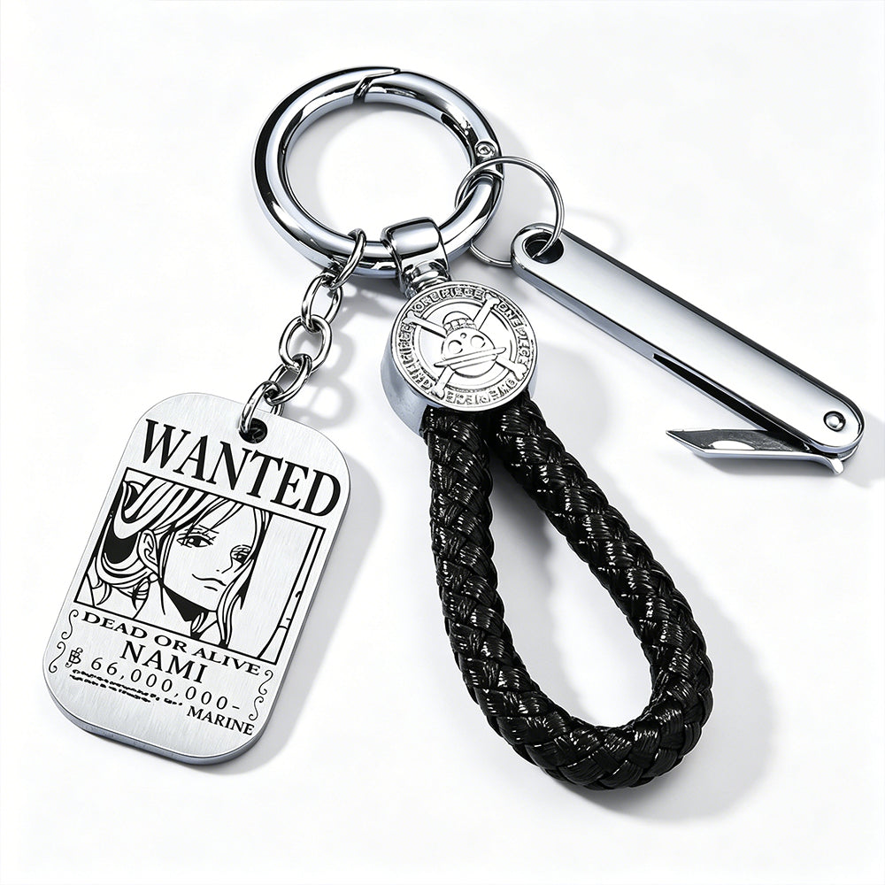One Piece Wanted Poster Metal Dog Tag Keychain