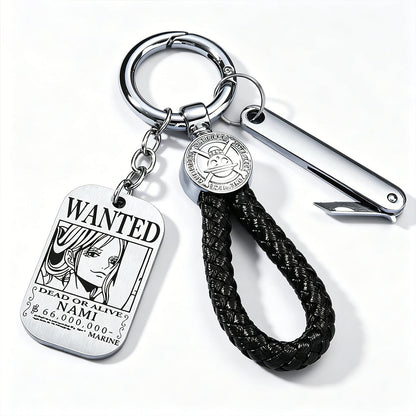 One Piece Wanted Poster Metal Dog Tag Keychain