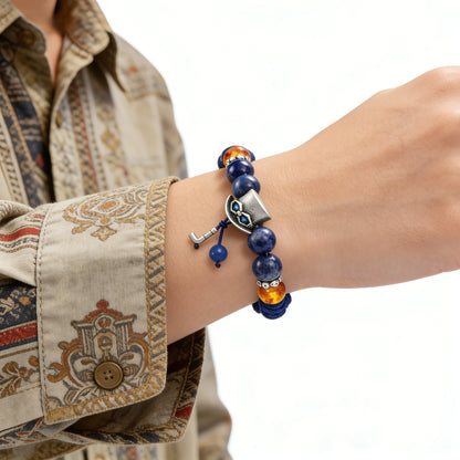 One Piece Anime Beaded Bracelet, Portgas D Ace Themed Natural Stone Woven Bracelet, Adjustable Luffy Anime Cosplay Bracelet, Handmade Bead Wristband Jewelry, Anime Merch Gift for One Piece Fans