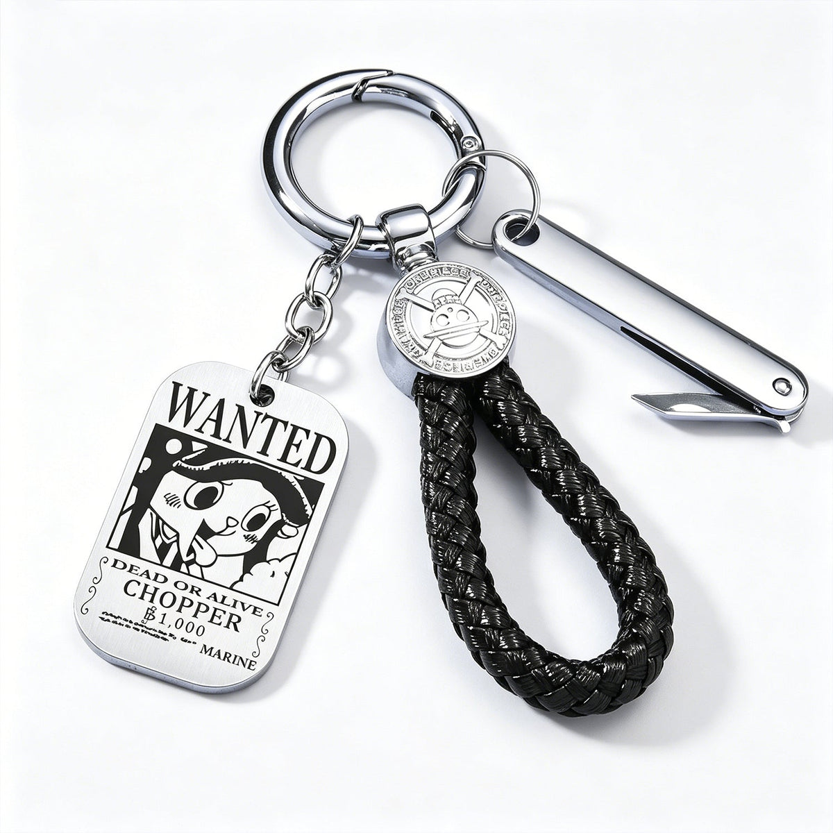 One Piece Wanted Poster Metal Dog Tag Keychain