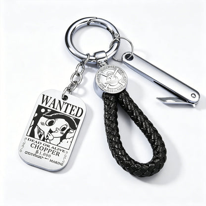 One Piece Wanted Poster Metal Dog Tag Keychain