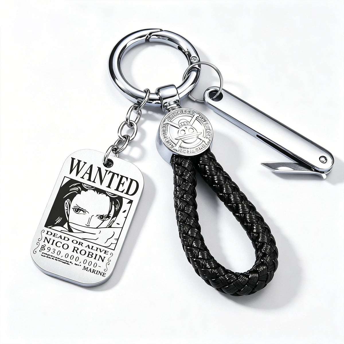 One Piece Wanted Poster Metal Dog Tag Keychain