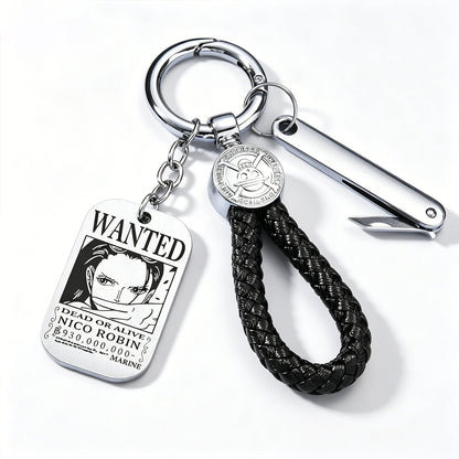 One Piece Wanted Poster Metal Dog Tag Keychain