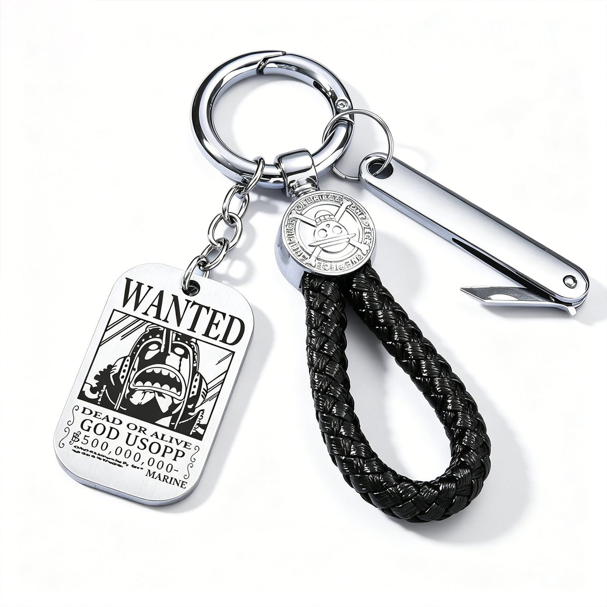 One Piece Wanted Poster Metal Dog Tag Keychain