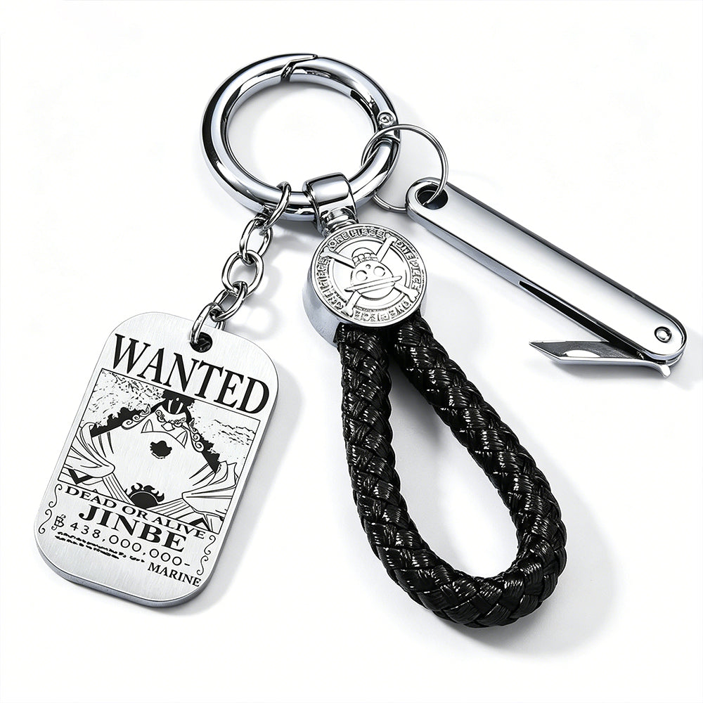 One Piece Wanted Poster Metal Dog Tag Keychain