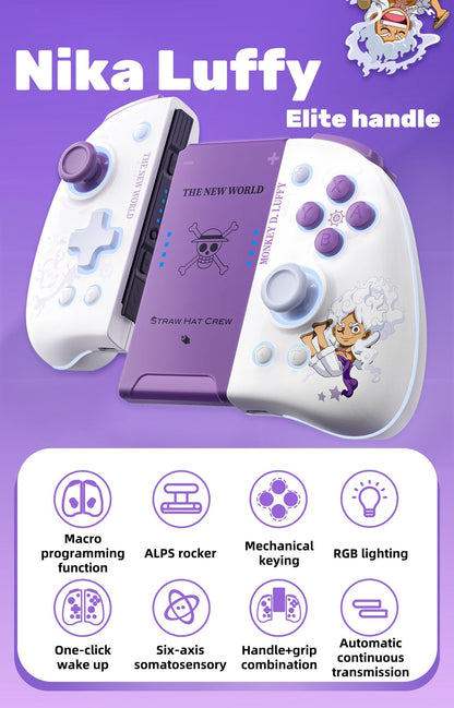 One Piece Luffy Gear 5 Wireless Controller for Nintendo Switch, Straw Hat Crew Anime Bluetooth Gamepad, RGB Light, Dual Vibration & Motion Sensing, Gaming Controller Gift for One Piece Fans