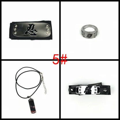 Naruto Cosplay Accessories Set, Metal Kunai Shuriken Leaf Village Headband, Sharingan Ring Necklace, Anime Ninja Prop Kit, Naruto Costume Collection Gift for Fans