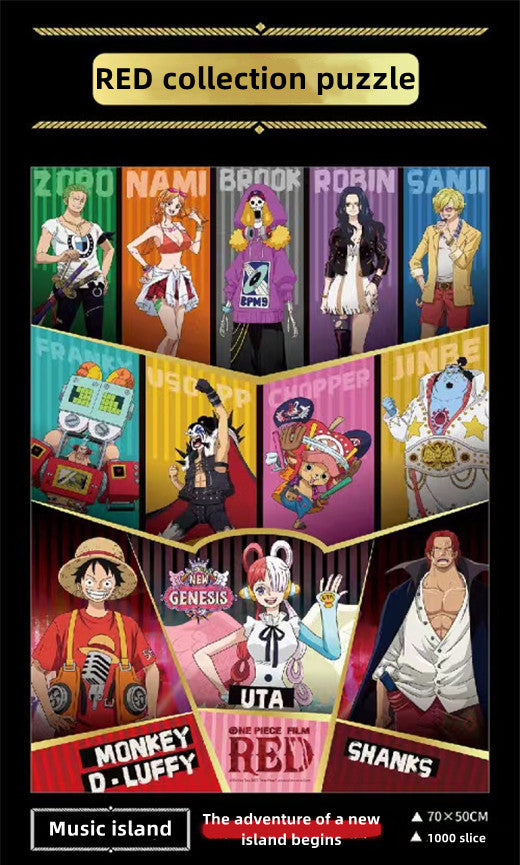 One Piece RED Anime Jigsaw Puzzle, Uta Luffy Shanks 1000 Pieces Cartoon Puzzle, One Piece Movie Character Puzzle Game, Collectible Anime Puzzle for Adults & Teens, Gift for One Piece Fans