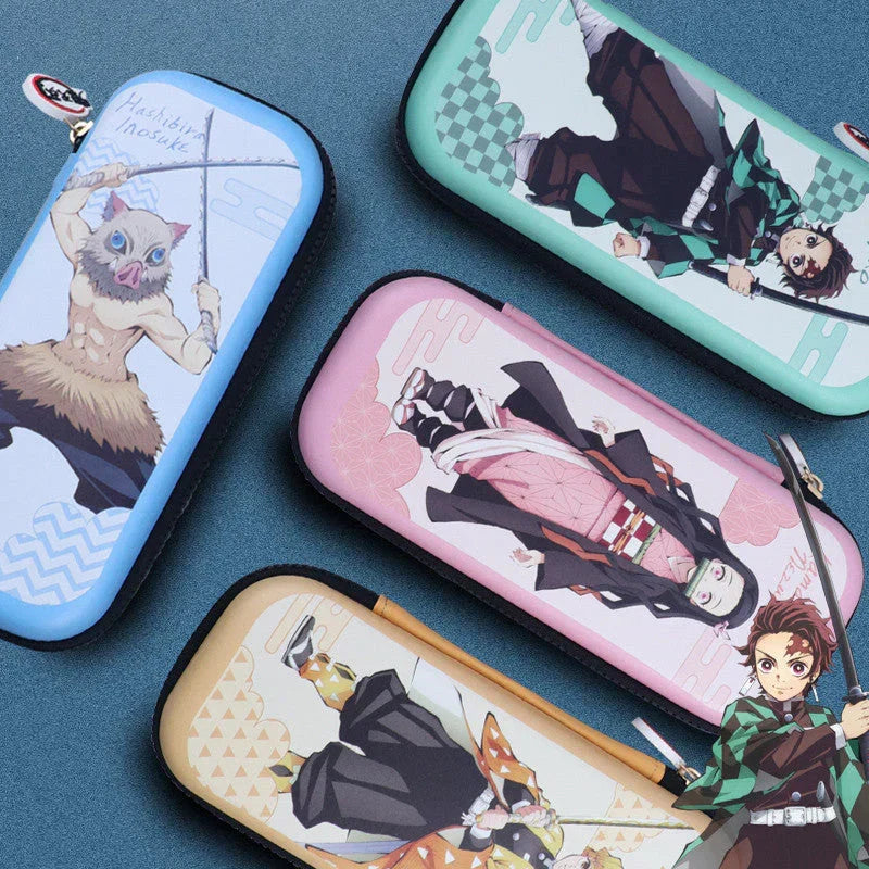 Demon Slayer Kimetsu no Yaiba Pencil Case, Hard Shell EVA Anime Pencil Box, Large Capacity Stationery Storage Bag, Tanjiro Nezuko Zenitsu Inosuke Pen Pouch, School Supplies for Students, Anime Merch Gift