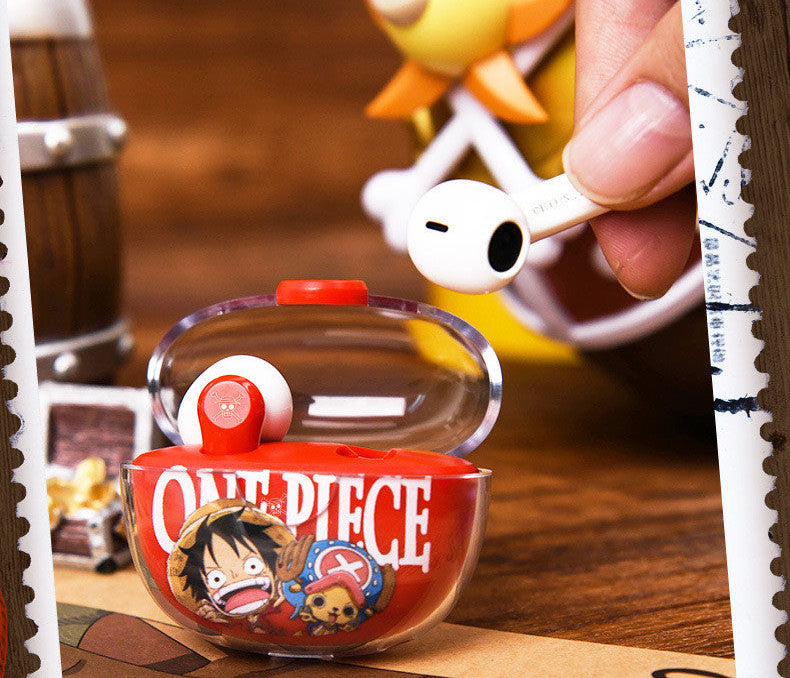 One Piece Monkey D. Luffy Tony Tony Chopper True Wireless Bluetooth 5.3 Earbuds Smart Touch Control Half‑in‑Ear Headphones with Transparent Charging Case Anime Gift For Fans