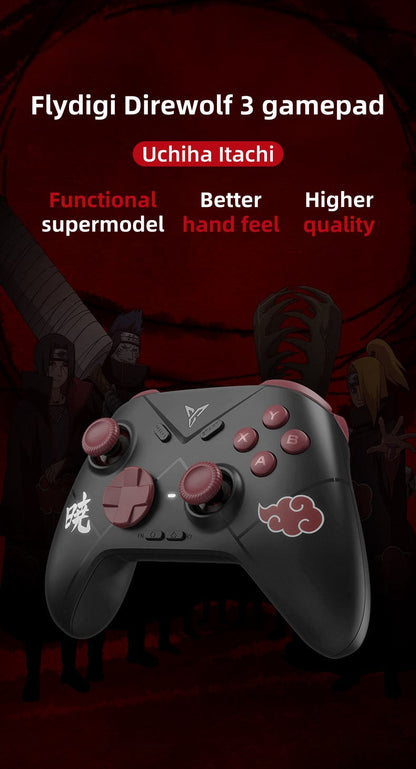 Naruto Akatsuki Cloud Wireless Game Controller, Anime Bluetooth Gamepad, No Drift Hall Joystick Gaming Controller, Custom Programmable Buttons Game Controller, Naruto Akatsuki Merch Gift for Anime & Game Fans