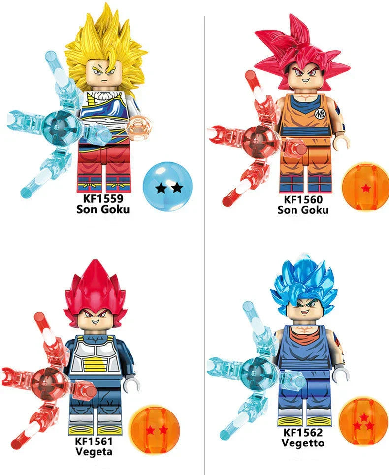 Dragon Ball Z Building Blocks Minifigures Set, DBZ Goku Vegeta Broli Zamasu Mini Figures with Dragon Ball & Energy Effect Parts, Anime Character Collectible Brick Toys, Gift for Kids & Dragon Ball Fans