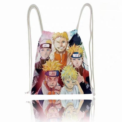 Naruto Anime Drawstring Backpack, Uzumaki Naruto & Konoha Symbol Printed Gym Sack Bag, Lightweight Portable Cinch Sack, Sport Storage Bag for School Shopping Travel, Anime Fan Gift