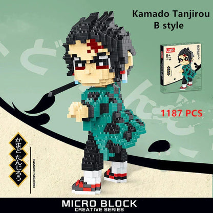 Demon Slayer Micro Building Blocks Set, Anime Character Mini Brick Figure, Tanjiro Nezuko Zenitsu Inosuke Rengoku Giyuu DIY Assembly Model, Collectible Anime Statue Toy, Gift for Anime Fans