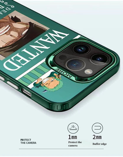 One Piece Anime Wanted Poster Phone Case for iPhone, Monkey D Luffy Roronoa Zoro Bounty Poster Shockproof Protective Cover, Classic One Piece Wanted Design Phone Shell, Anime Merch Gift for One Piece Fans