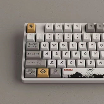 One Piece Luffy PBT Keycaps Set, Cherry Profile Dye Sublimation Key Caps, Full 104/108 Keys Artisan Keycap Kit for MX Switch Mechanical Gaming Keyboard, Straw Hat Luffy Custom Keyboard Replacement Keycaps