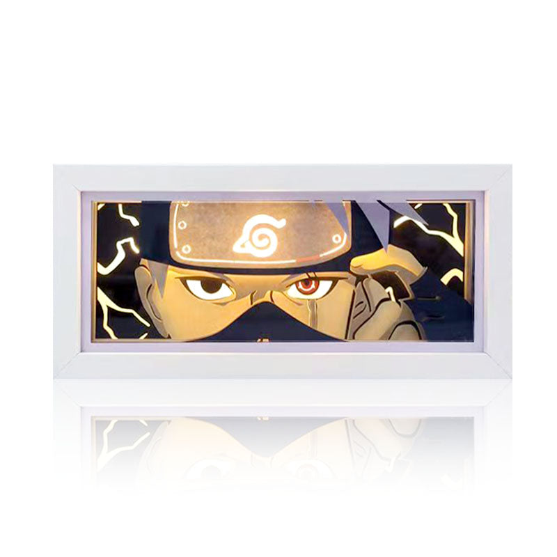 Naruto Anime Paper Cut Light Box, 3D Paper Carving LED Frame Lamp, Sharingan Character Night Light, Desktop Wall Art Decor, Collectible Anime Gift for Naruto Fans