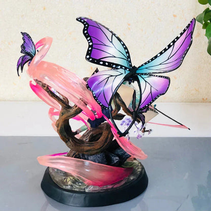 Demon Slayer Shinobu Kocho Figure, Hashira Shinobu Butterfly Resin Statue, Anime GK Bust Figurine with Butterfly Effect Base, Collectible Desktop Ornament Model Gift for Demon Slayer Fans