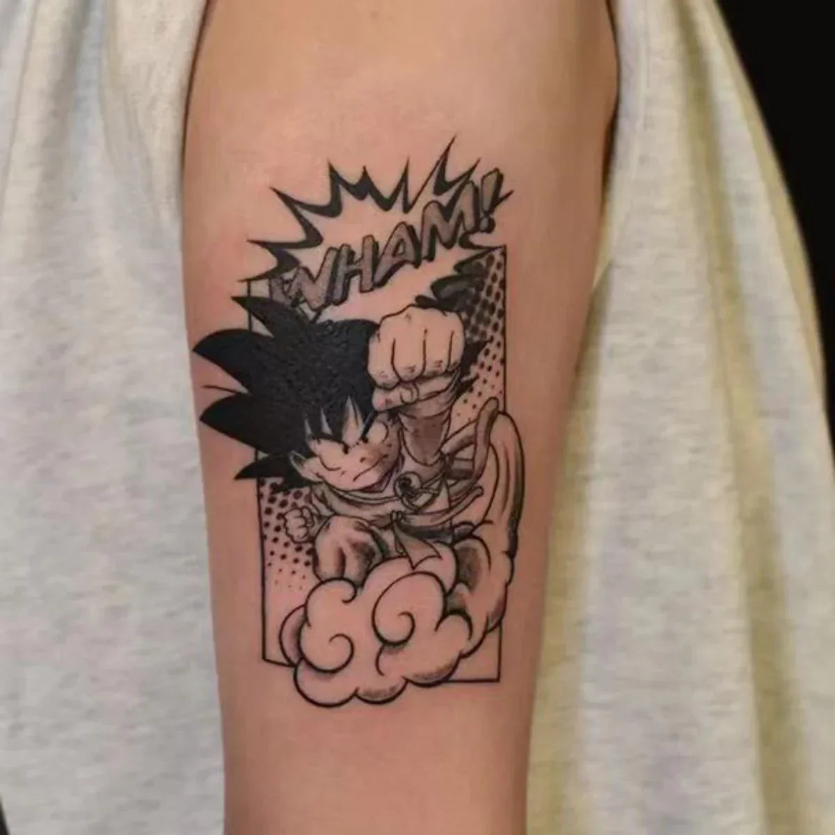 Dragon Ball Z Temporary Tattoo Stickers, DBZ Goku Vegeta Black Sketch Anime Fake Tattoos, Waterproof Long Lasting Body Art Tattoo Decals for Arm Shoulder Cosplay Anime Party Fans