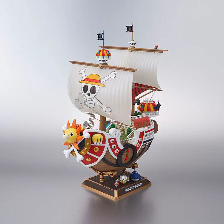 One Piece Thousand Sunny Pirate Ship Model Kit, Luffy Straw Hat Crew Boat Building Model, Anime One Piece Thousand Sunny Statue Collectible, DIY Assembly Ship Toy, Desktop Display Decoration Gift for One Piece Fans