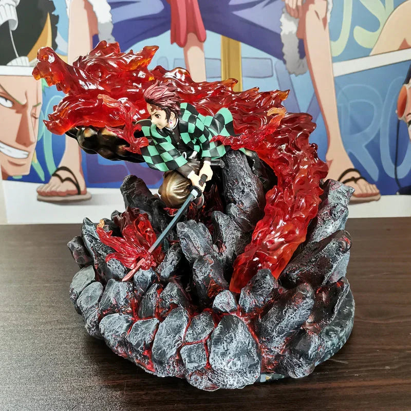 Demon Slayer Tanjiro Kamado Figure, Hinokami Kagura Fire Dragon GK Resin Statue, Kamado Tanjiro Diorama Figurine, Anime Collectible Desktop Ornament Gift for Demon Slayer Fans