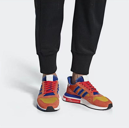 Dragon Ball Z Goku Retro Running Sneakers, DBZ Goku Orange Blue Anime Casual Shoes, Classic Anime Character Athletic Trainers, Dragon Ball Z Cosplay Walking Shoes for Men Women Anime Fans