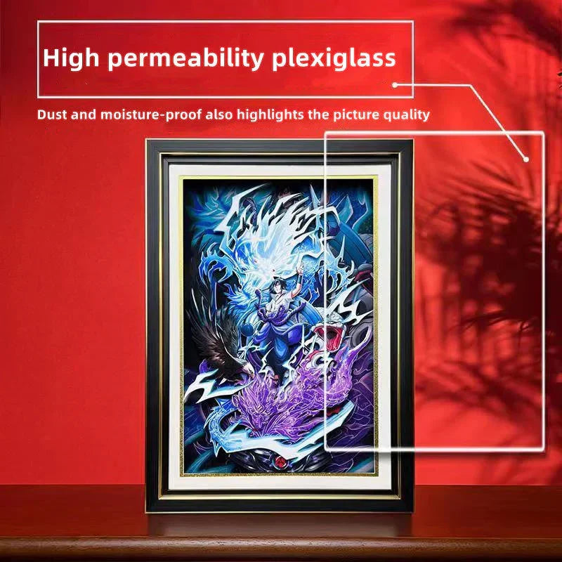 Naruto Uchiha Sasuke 3D Paper Cut Shadow Box Framed Art, Handmade Layered Papercraft Wall Decor, Anime Picture Frame, Fan Collectible Room Decor Gift