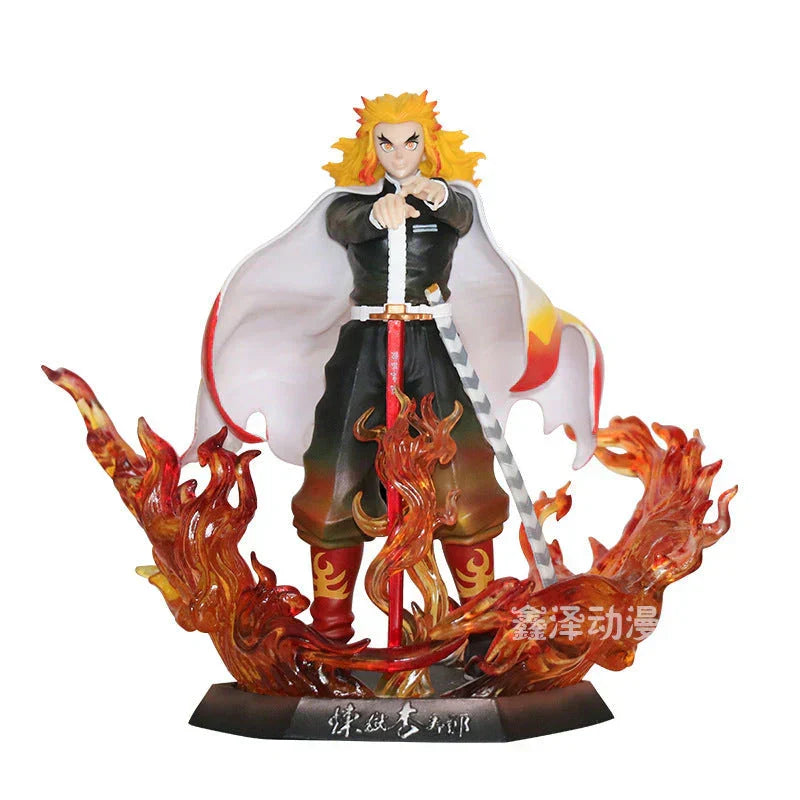 Demon Slayer Kimetsu no Yaiba GK Anime Figure, Tanjiro Rengoku Nezuko Giyu Character Statue with Special Effects Base, PVC Collectible Model Figurine, Anime Desk Decoration Gift for Demon Slayer Fans