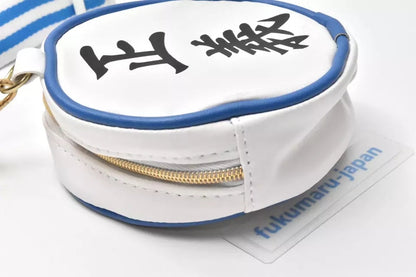 One Piece Marine Round Coin Purse, Anime Marine Logo Embroidery Mini Zipper Pouch, Small Circular Wallet with Keychain & Lanyard, Collectible Storage Bag for One Piece Fans