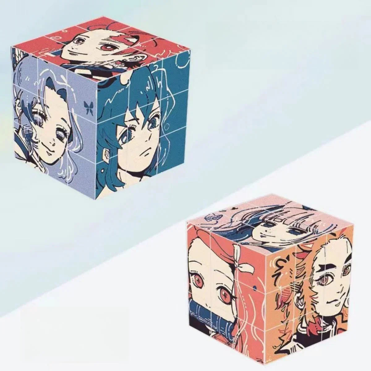 Demon Slayer Tanjiro Nezuko HD Printed Speed Puzzle Cube, Smooth Turning Brain Teaser Educational Fidget Toy, Anime Collection Desk Decor Gift for Anime Fans