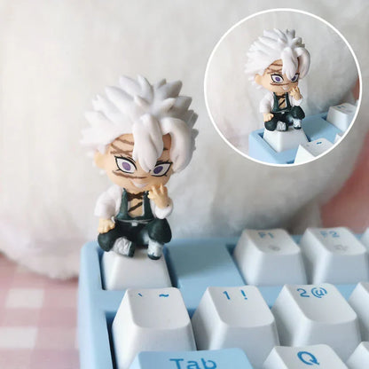 Demon Slayer Anime Keycap Set, 3D Handmade Resin Artisan Keycaps, Tanjiro Nezuko Zenitsu Inosuke Custom ESC Key Cap, Cherry MX Switch Decorative Keycap for Mechanical Keyboard