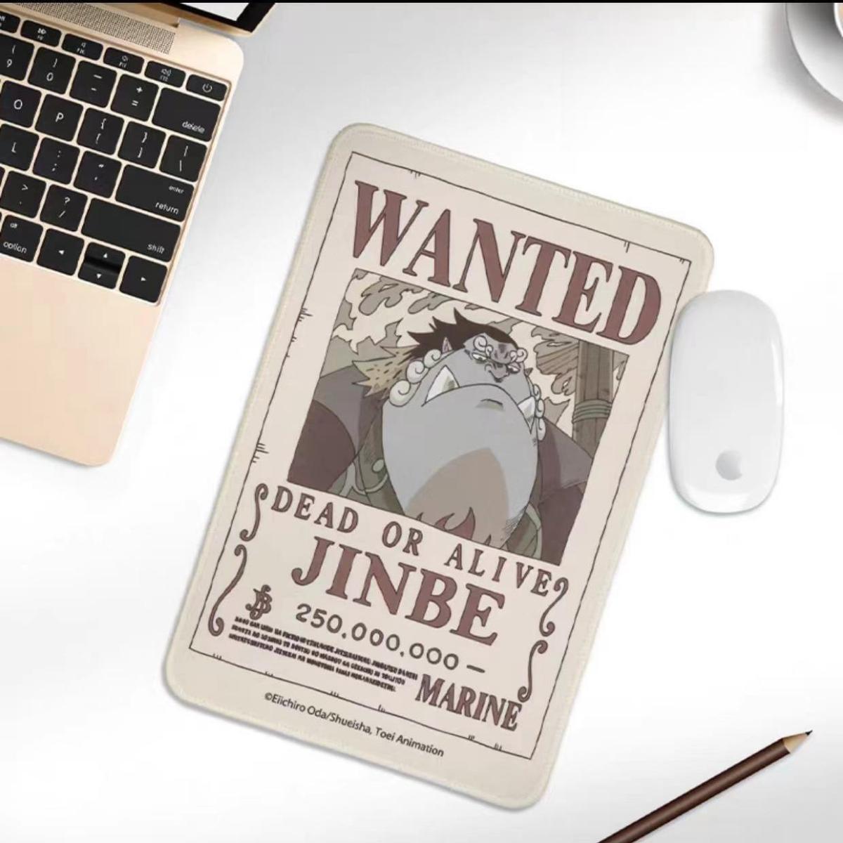 One Piece Wanted Poster Mouse Pad, Anime Bounty Poster Non-Slip Rubber Mousepad, One Piece Luffy Zoro Nami Chopper Robin Gaming Desk Mat, Office Desktop Decor Gift for Anime Fans