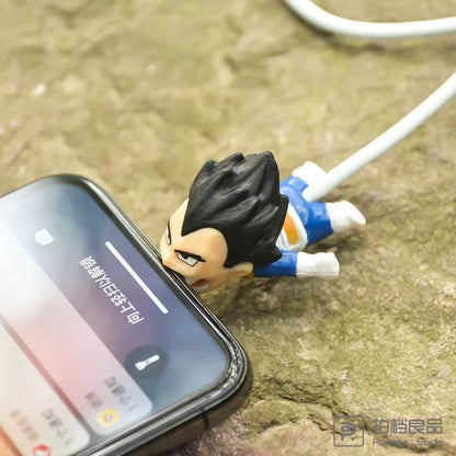 Dragon Ball Anime Cable Bite Charger Cable Protector, Goku Super Saiyan Vegeta Majin Buu Cable Saver, Anime Figure Data Cable Sleeve, Cute Cable Bite Protector for iPhone Charging Cord, Dragon Ball Fans Collectible Gift