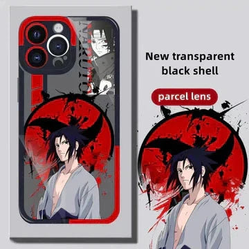 Naruto Anime Transparent Phone Case, Itachi Sasuke Naruto Gaara Pain Printed Shockproof Clear TPU Cover, Color Camera Frame Protective Case, Naruto Fan Phone Accessory Gift