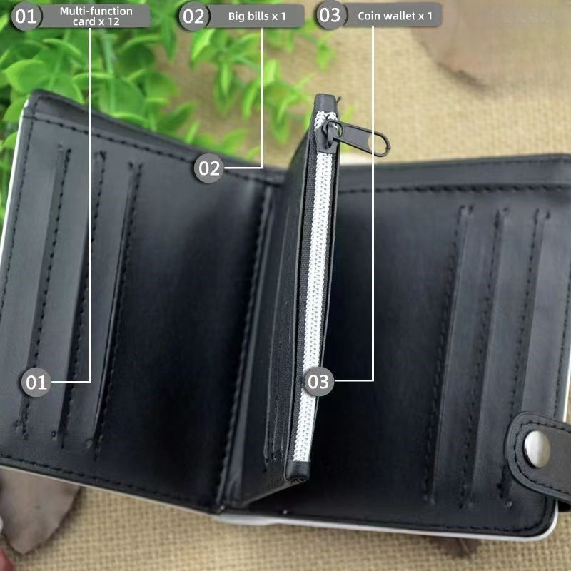 Naruto Anime Bifold Wallet, Multiple Character Printed PU Leather Short Purse, Snap Button Card Holder Cash Pocket Wallet, Naruto Itachi Sasuke Kakashi Naruto Merch Wallet Gift for Anime Fans