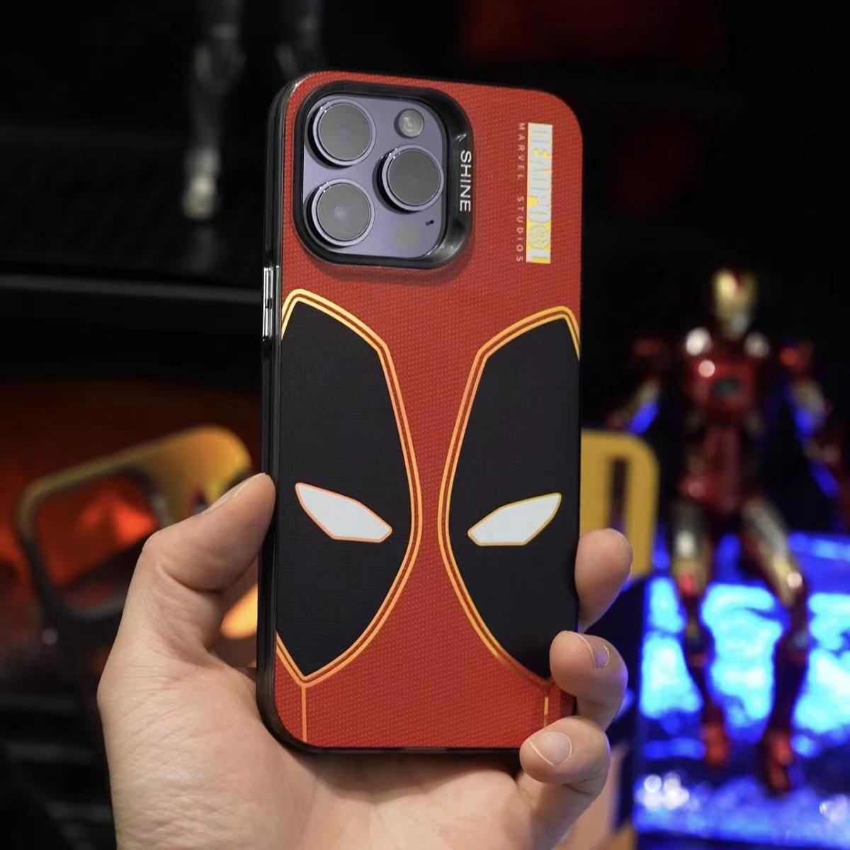 Marvel Deadpool & Wolverine Mask Phone Case for iPhone, Marvel Superhero Full Print Protective Cover, Shockproof Anti-Scratch Phone Shell, 4 Styles Available, Comic Character Collectible Phone Case Gift for Marvel Fans