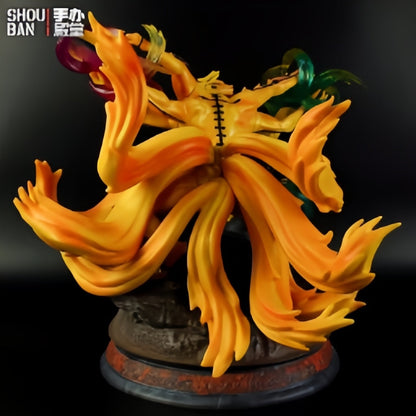 Naruto Uzumaki Six Paths Sage Mode Kurama Figure, Nine Tails Fox Anime GK Statue, LED Light Collectible Figurine, High Detailed Resin Model, Desktop Decoration Gift for Naruto Fans