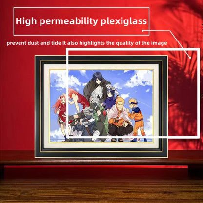 Naruto Anime 3D Paper Cut Shadow Box Framed Art, Handmade Layered Papercraft Wall Decor, Naruto Team 7 Character Painting Frame, Anime Fan Room Decor Gift