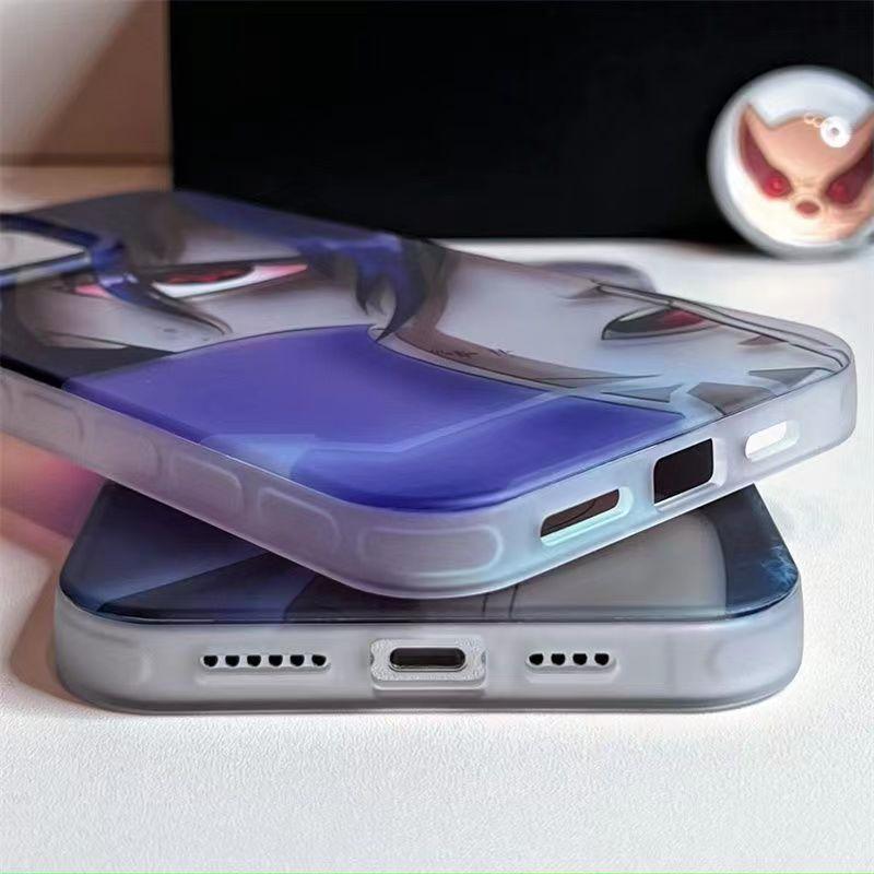 Naruto Anime Holographic Print Phone Case for iPhone, Uchiha Sasuke Hatake Kakashi Color Shifting Manga Character Cover, Slim Shockproof Anti-Scratch Soft Protective Phone Shell, Anime Naruto Fan Birthday Gift