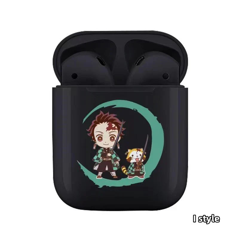 Demon Slayer Wireless Bluetooth Earbuds, Tanjiro Nezuko Zenitsu Giyuu Anime Print TWS Earphones, Touch Control Stereo Sound Headset, Portable Earbuds Case, Anime Fan Gift